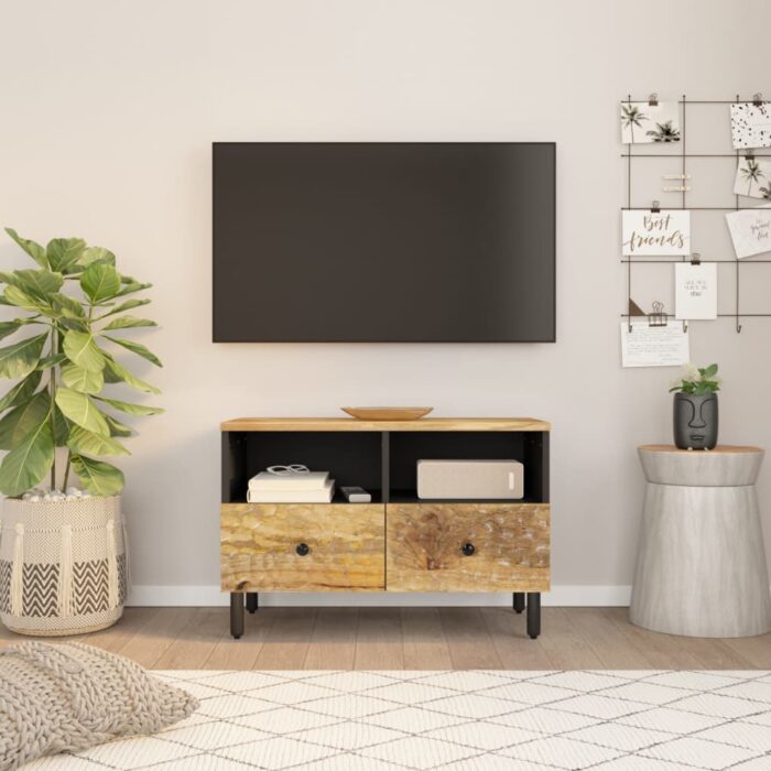 Meuble TV 70x33x46 cm Bois massif de manguier – Image 1