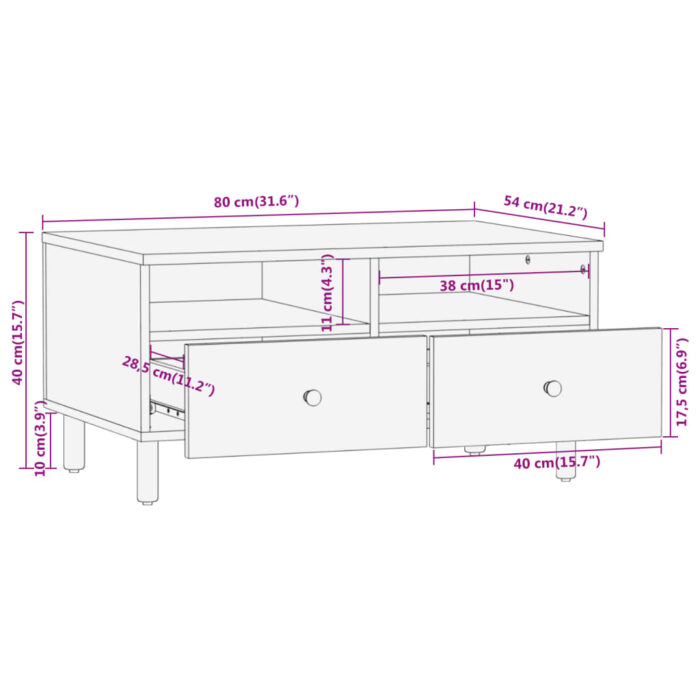 Table basse 80x54x40 cm bois de manguier massif – Image 10
