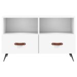 Meuble TV Blanc 80x36x50 cm Bois d'ingénierie – Image 3