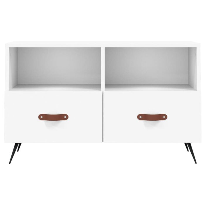 Meuble TV Blanc 80x36x50 cm Bois d'ingénierie – Image 3
