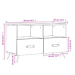 Meuble TV Noir 80x36x50 cm Bois d'ingénierie – Image 10