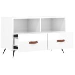 Meuble TV Blanc brillant 80x36x50 cm Bois d'ingénierie – Image 4