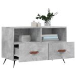 Meuble TV Gris béton 80x36x50 cm Bois d'ingénierie – Image 2