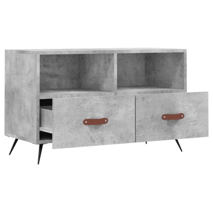Meuble TV Gris béton 80x36x50 cm Bois d'ingénierie – Image 4