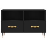Meuble TV Noir 80x36x50 cm Bois d'ingénierie – Image 3