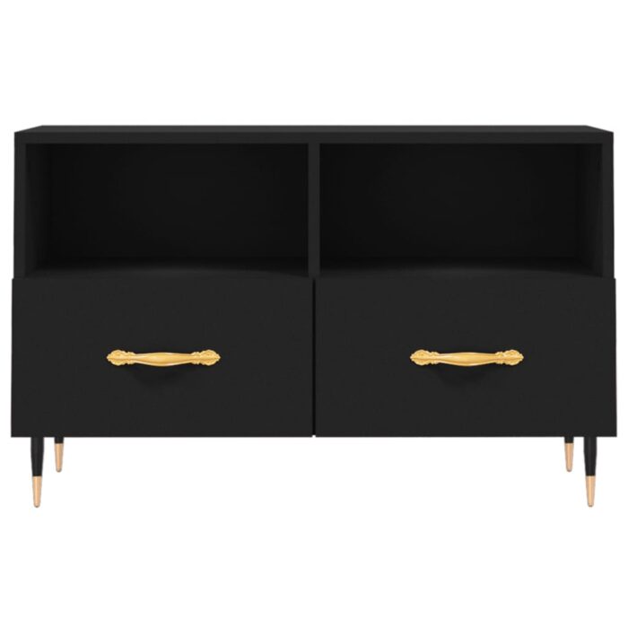 Meuble TV Noir 80x36x50 cm Bois d'ingénierie – Image 3