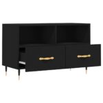 Meuble TV Noir 80x36x50 cm Bois d'ingénierie – Image 4