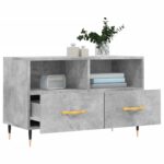 Meuble TV Gris béton 80x36x50 cm Bois d'ingénierie – Image 2