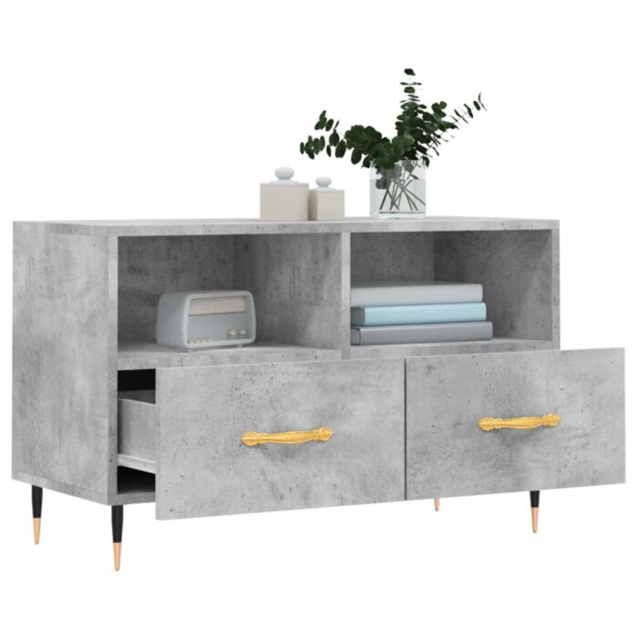 Meuble TV Gris béton 80x36x50 cm Bois d'ingénierie – Image 2