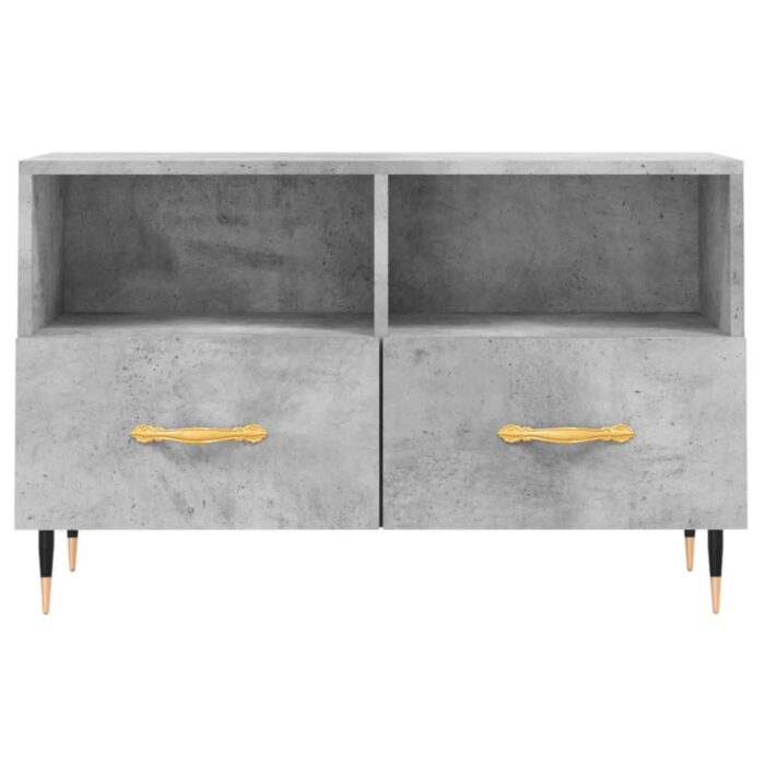 Meuble TV Gris béton 80x36x50 cm Bois d'ingénierie – Image 3