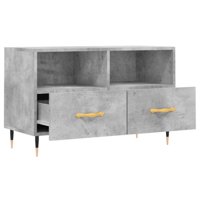 Meuble TV Gris béton 80x36x50 cm Bois d'ingénierie – Image 4