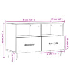 Meuble TV Chêne fumé 80x36x50 cm Bois d'ingénierie – Image 10