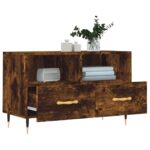 Meuble TV Chêne fumé 80x36x50 cm Bois d'ingénierie – Image 2