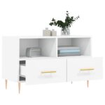 Meuble TV Blanc 80x36x50 cm Bois d'ingénierie – Image 2