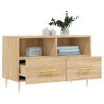 Meuble TV Chêne sonoma 80x36x50 cm Bois d'ingénierie – Image 2