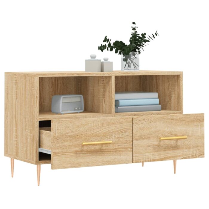 Meuble TV Chêne sonoma 80x36x50 cm Bois d'ingénierie – Image 2