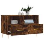 Meuble TV Chêne fumé 80x36x50 cm Bois d'ingénierie – Image 2