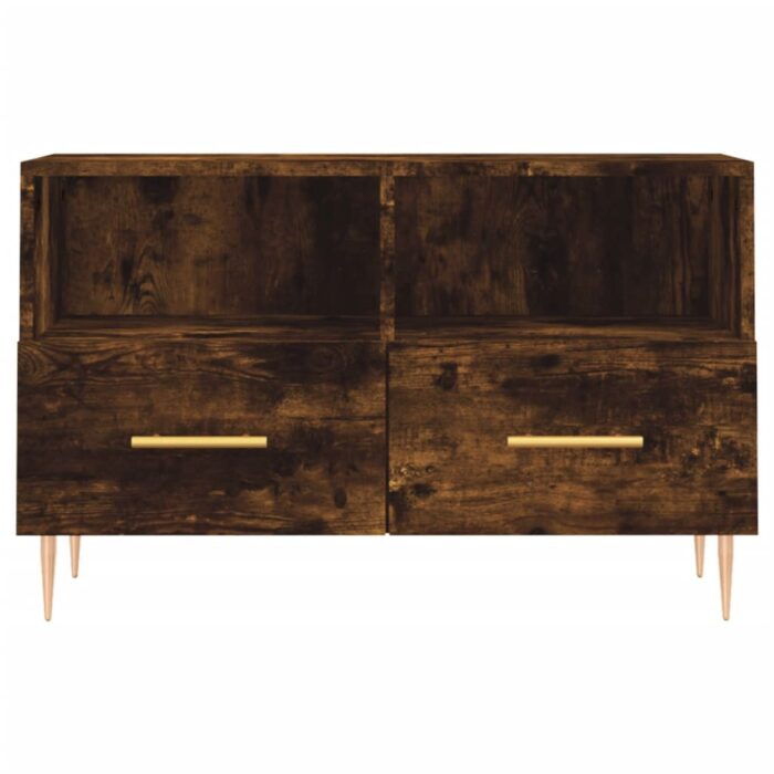 Meuble TV Chêne fumé 80x36x50 cm Bois d'ingénierie – Image 3