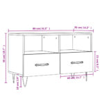 Meuble TV Blanc 80x36x50 cm Bois d'ingénierie – Image 10