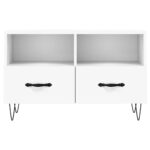 Meuble TV Blanc 80x36x50 cm Bois d'ingénierie – Image 3
