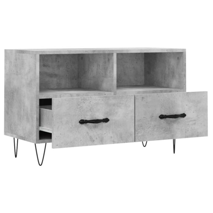 Meuble TV Gris béton 80x36x50 cm Bois d'ingénierie – Image 4