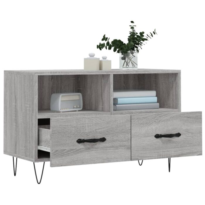 Meuble TV Sonoma gris 80x36x50 cm Bois d'ingénierie – Image 2