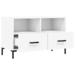 Meuble TV Blanc 80x36x50 cm Bois d'ingénierie – Image 4