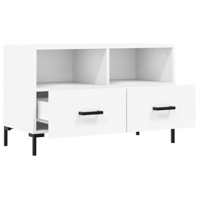 Meuble TV Blanc 80x36x50 cm Bois d'ingénierie – Image 4