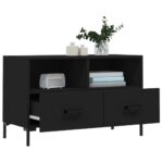 Meuble TV Noir 80x36x50 cm Bois d'ingénierie – Image 2