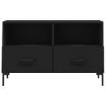 Meuble TV Noir 80x36x50 cm Bois d'ingénierie – Image 3