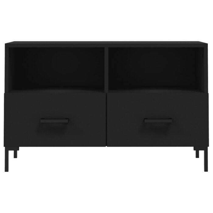Meuble TV Noir 80x36x50 cm Bois d'ingénierie – Image 3