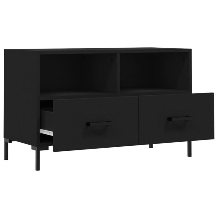 Meuble TV Noir 80x36x50 cm Bois d'ingénierie – Image 4