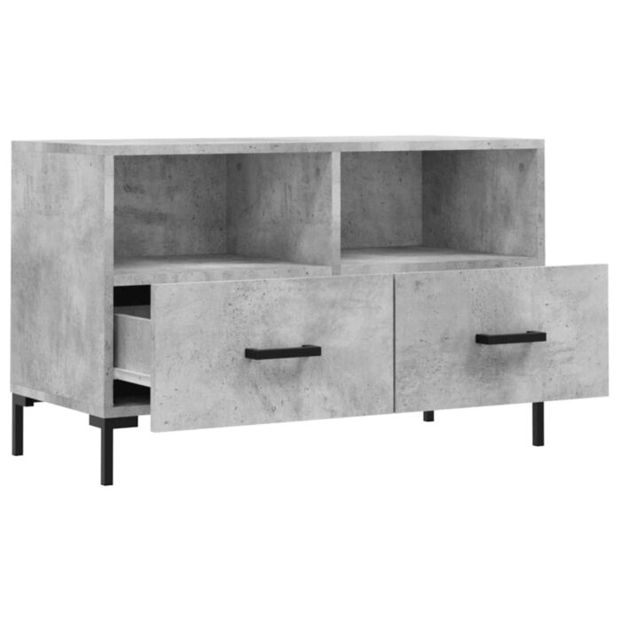 Meuble TV Gris béton 80x36x50 cm Bois d'ingénierie – Image 4