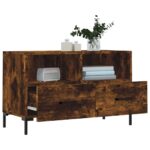 Meuble TV Chêne fumé 80x36x50 cm Bois d'ingénierie – Image 2