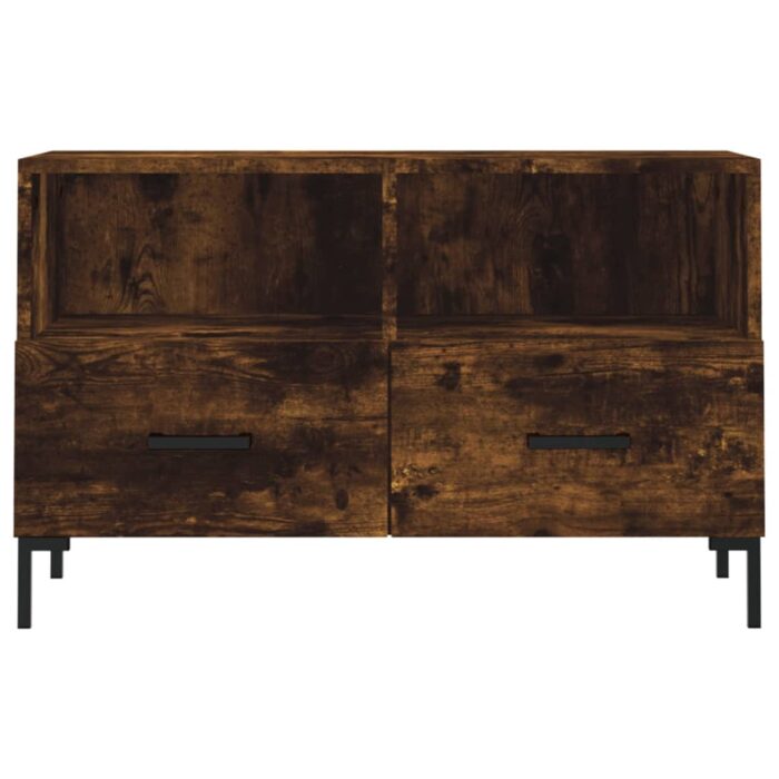 Meuble TV Chêne fumé 80x36x50 cm Bois d'ingénierie – Image 3