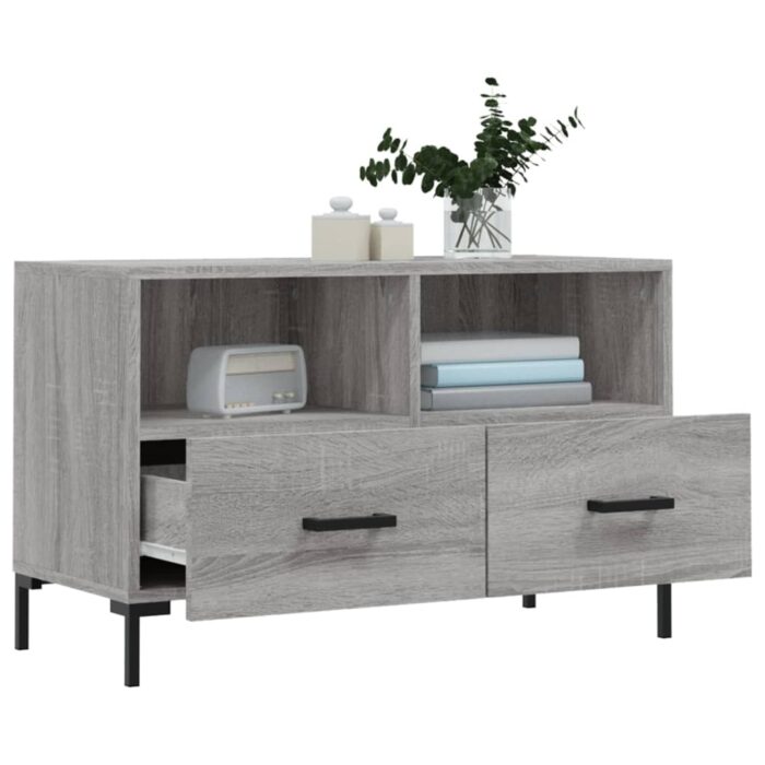 Meuble TV Sonoma gris 80x36x50 cm Bois d'ingénierie – Image 2