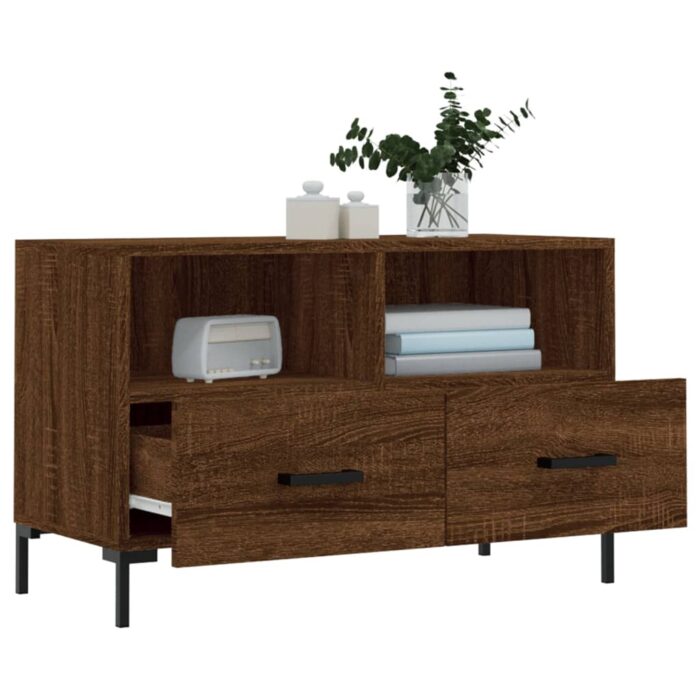 Meuble TV Chêne marron 80x36x50 cm Bois d'ingénierie – Image 2