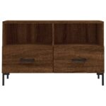 Meuble TV Chêne marron 80x36x50 cm Bois d'ingénierie – Image 3