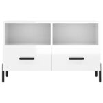 Meuble TV Blanc brillant 80x36x50 cm Bois d'ingénierie – Image 3