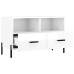 Meuble TV Blanc brillant 80x36x50 cm Bois d'ingénierie – Image 4