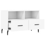 Meuble TV Blanc 80x36x50 cm Bois d'ingénierie – Image 4