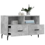 Meuble TV Gris béton 80x36x50 cm Bois d'ingénierie – Image 2