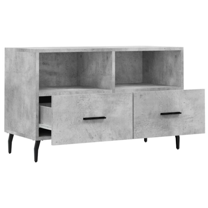 Meuble TV Gris béton 80x36x50 cm Bois d'ingénierie – Image 4