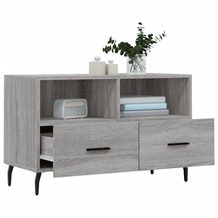 Meuble TV Sonoma gris 80x36x50 cm Bois d'ingénierie – Image 2