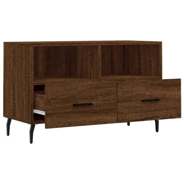 Meuble TV Chêne marron 80x36x50 cm Bois d'ingénierie – Image 4