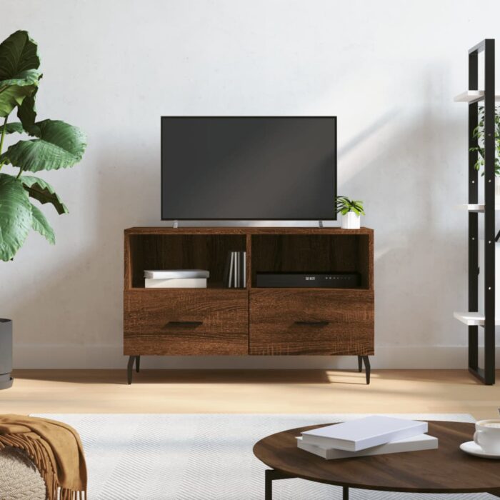 Meuble TV Chêne marron 80x36x50 cm Bois d'ingénierie – Image 1