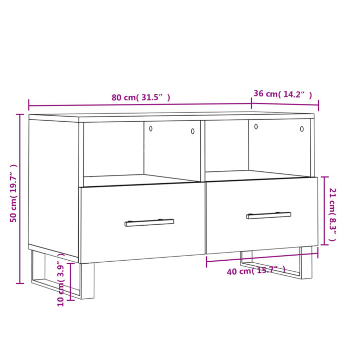 Meuble TV Blanc brillant 80x36x50 cm Bois d'ingénierie – Image 10