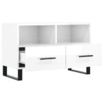 Meuble TV Blanc brillant 80x36x50 cm Bois d'ingénierie – Image 4