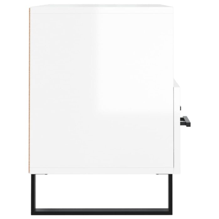 Meuble TV Blanc brillant 80x36x50 cm Bois d'ingénierie – Image 5