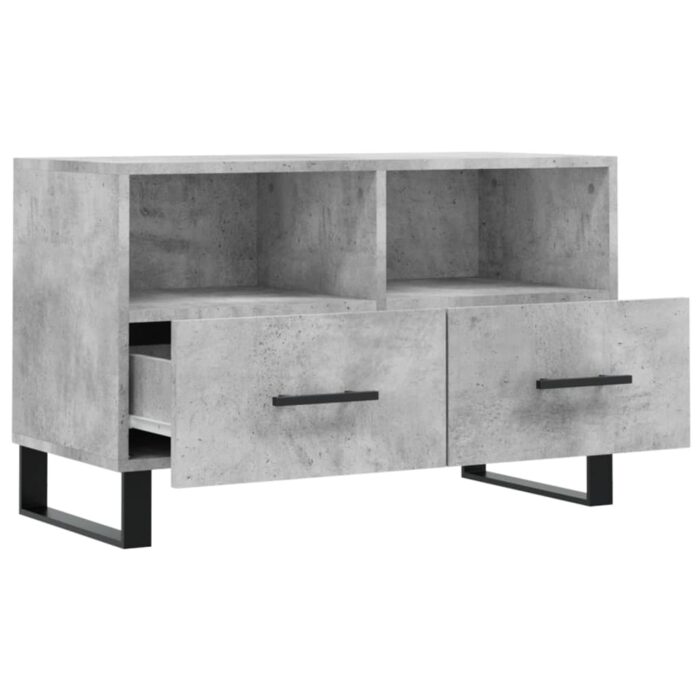 Meuble TV Gris béton 80x36x50 cm Bois d'ingénierie – Image 4